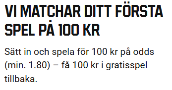 Freebet hos unibet 100kr